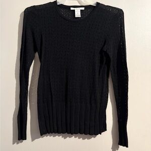 Cabi Womens Cotton Merino Wool
Blend Sweater Pullover Black
Layer Eyelet